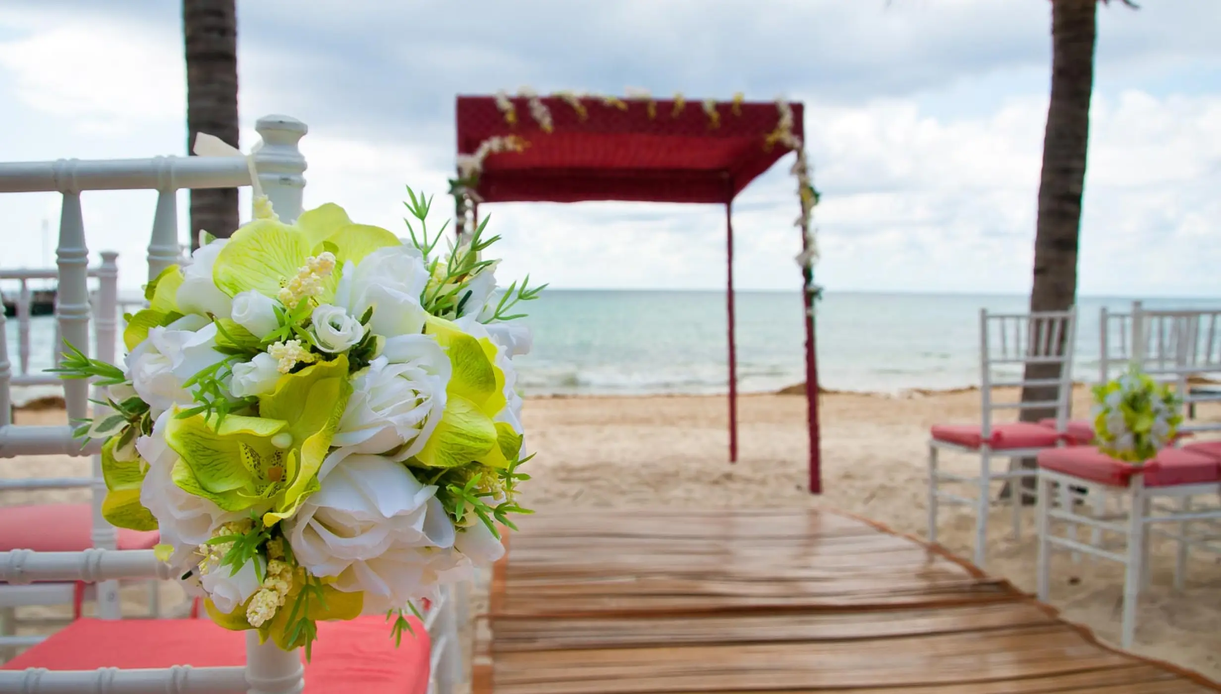 Ceremony decor on the beach at Blue Diamond Luxury Boutique