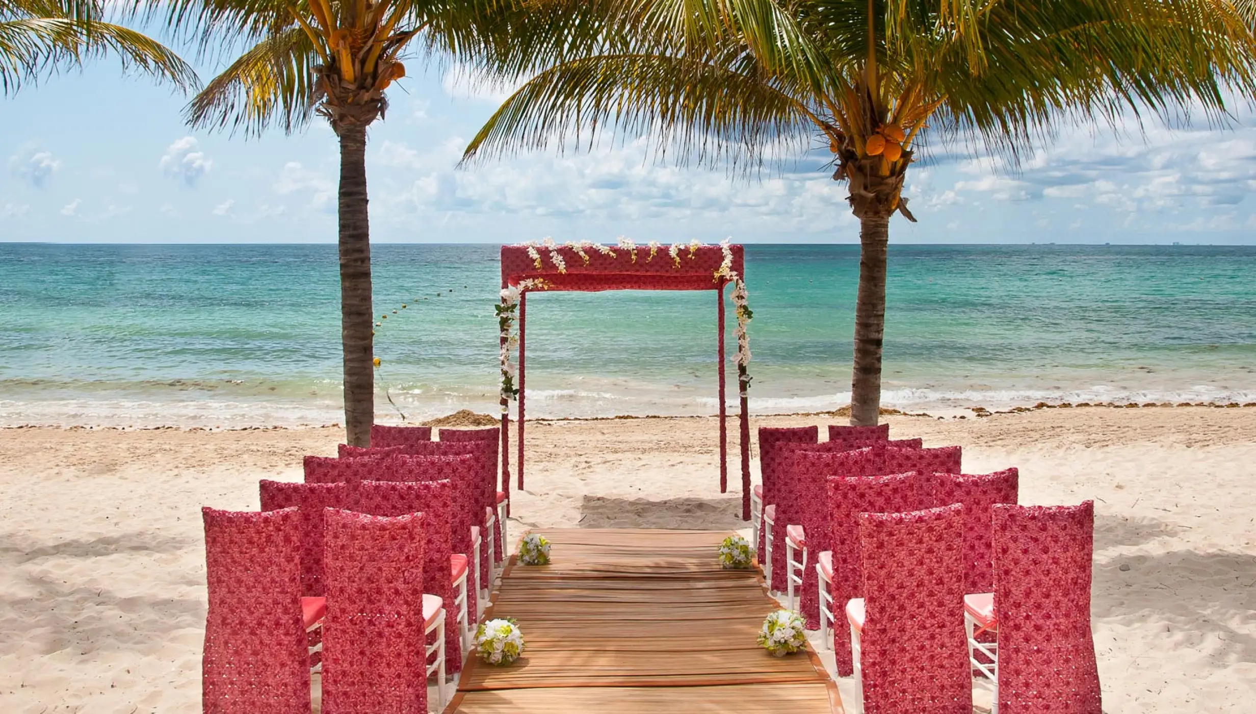 Ceremony decor on the beach at Blue Diamond Luxury Boutique