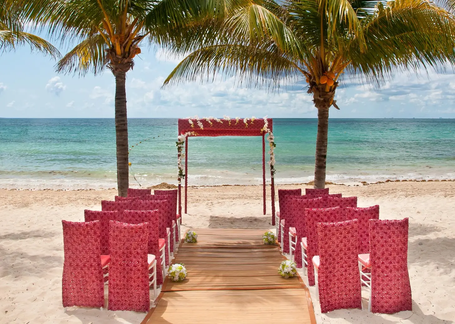 Ceremony decor on the beach at Blue Diamond Luxury Boutique