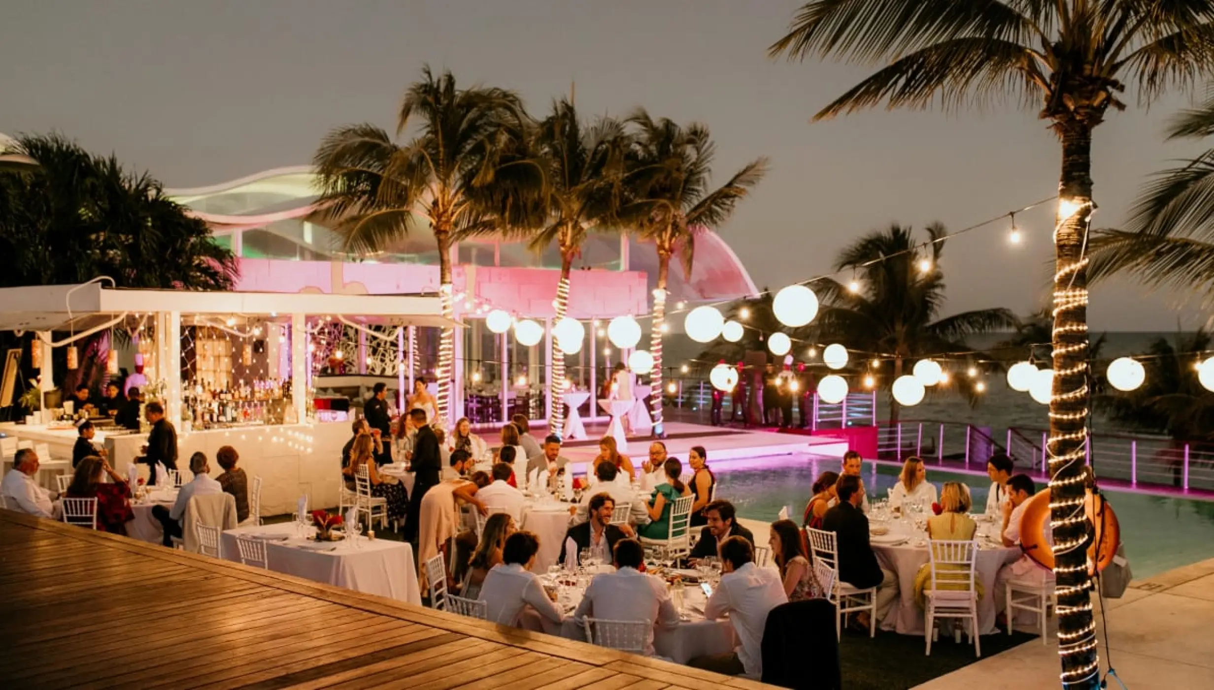 Dinner reception on the main pool at Blue Diamond Luxury Boutique Hotel