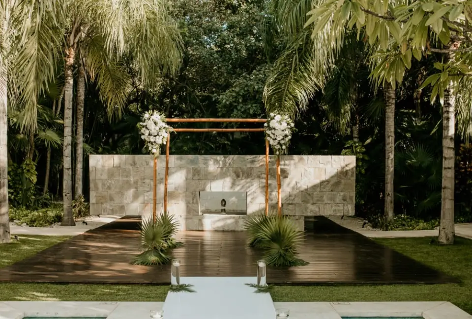 Ceremony decor on the spa pool at Blue Diamond Luxury Boutique Hotel