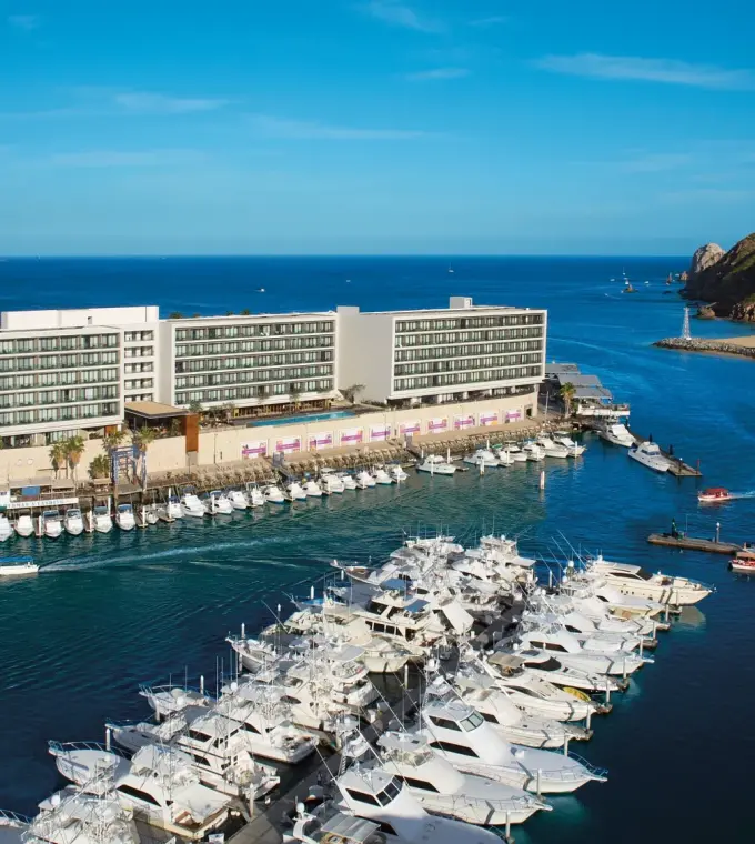 Aerial view of Breathless Cabo San Lucas overlooking the marina and ocean, Cabo San Lucas