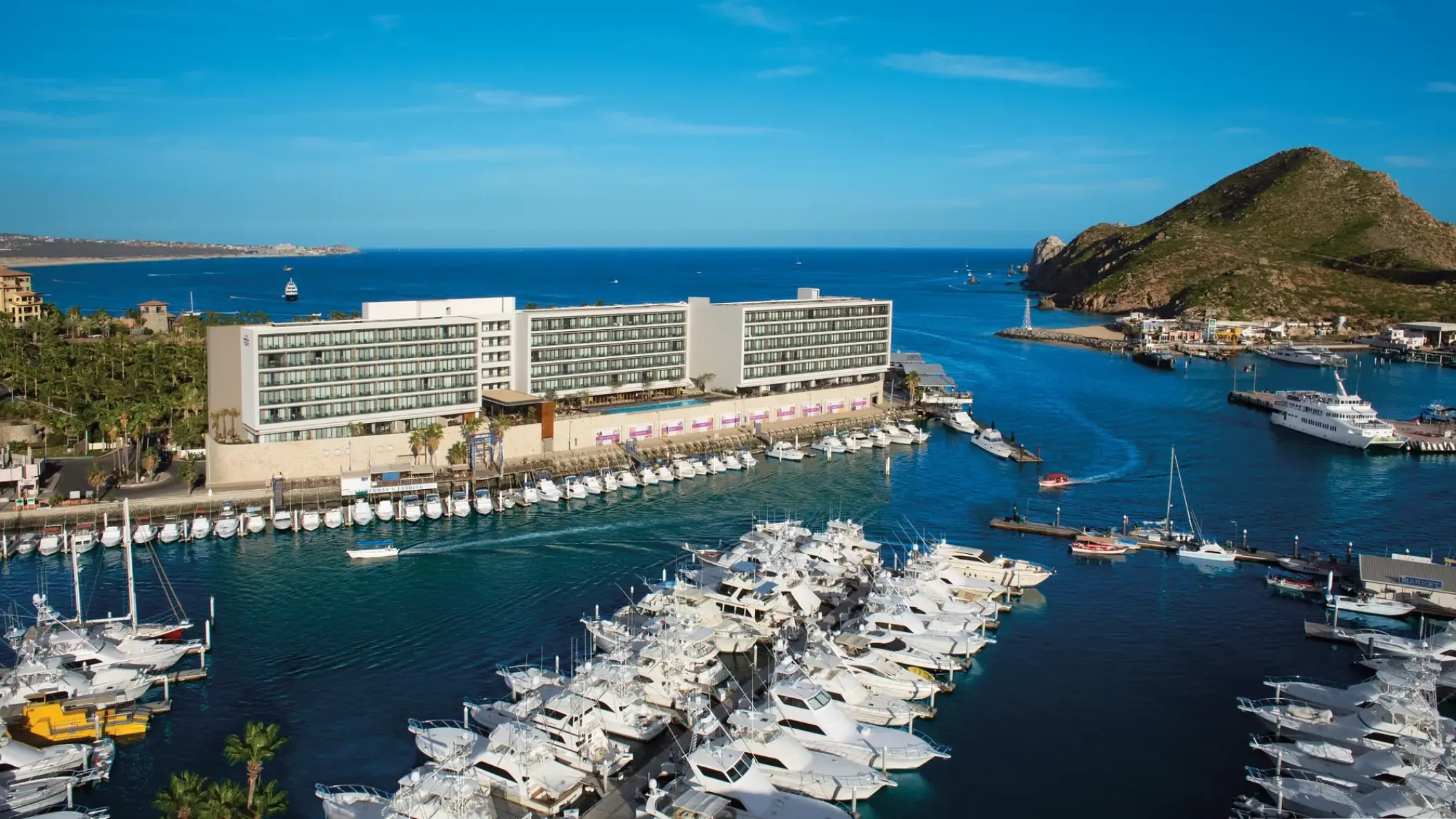 Aerial view of Breathless Cabo San Lucas overlooking the marina and ocean, Cabo San Lucas