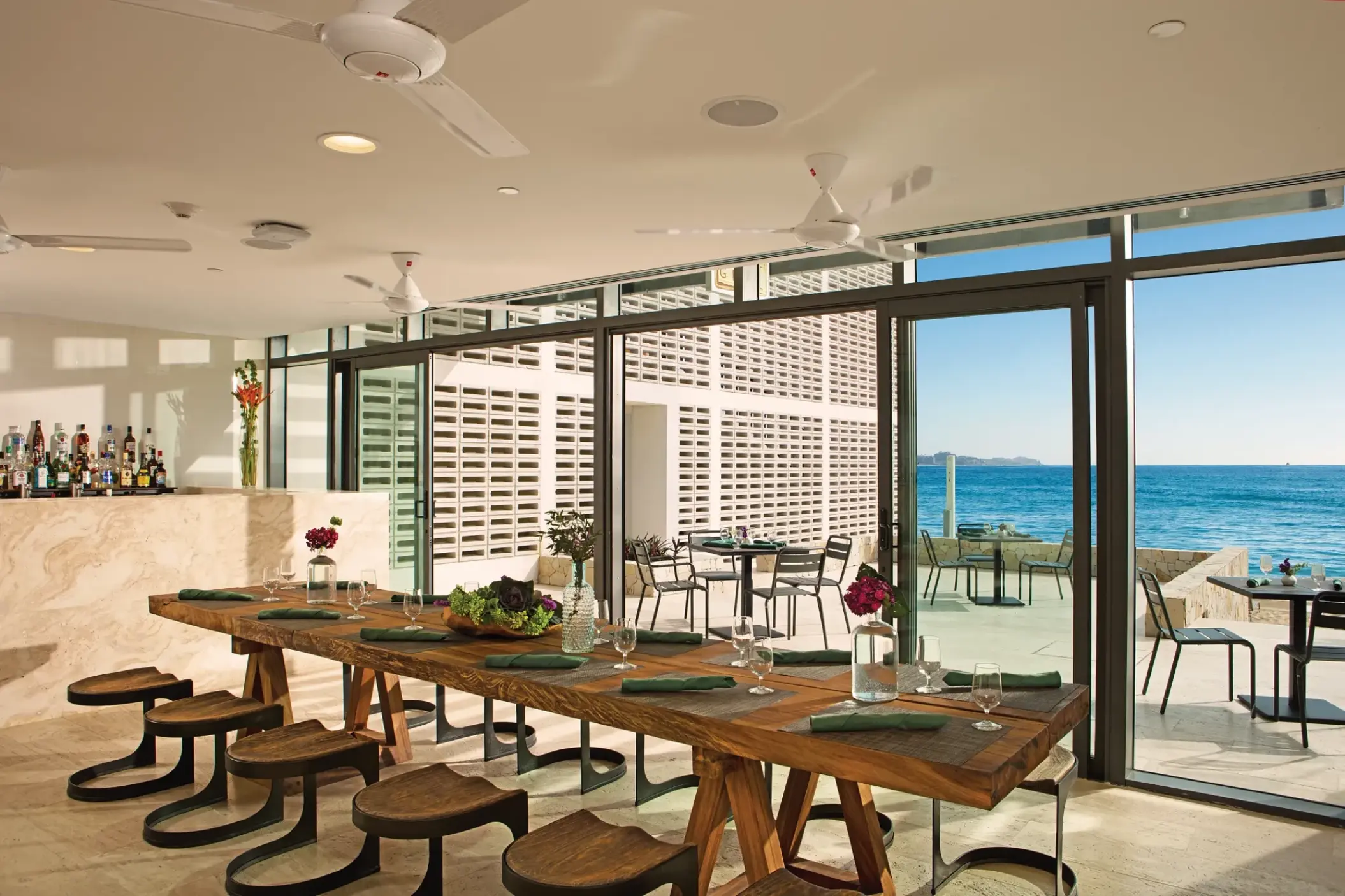 Barefoot Grill restaurant with open ocean views at Breathless Cabo San Lucas