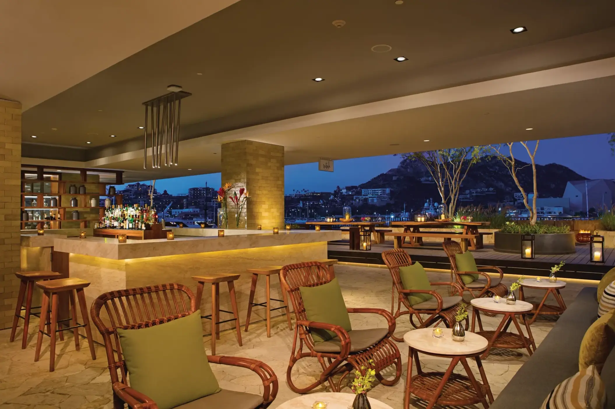 The Wink bar lounge area at Breathless Cabo San Lucas