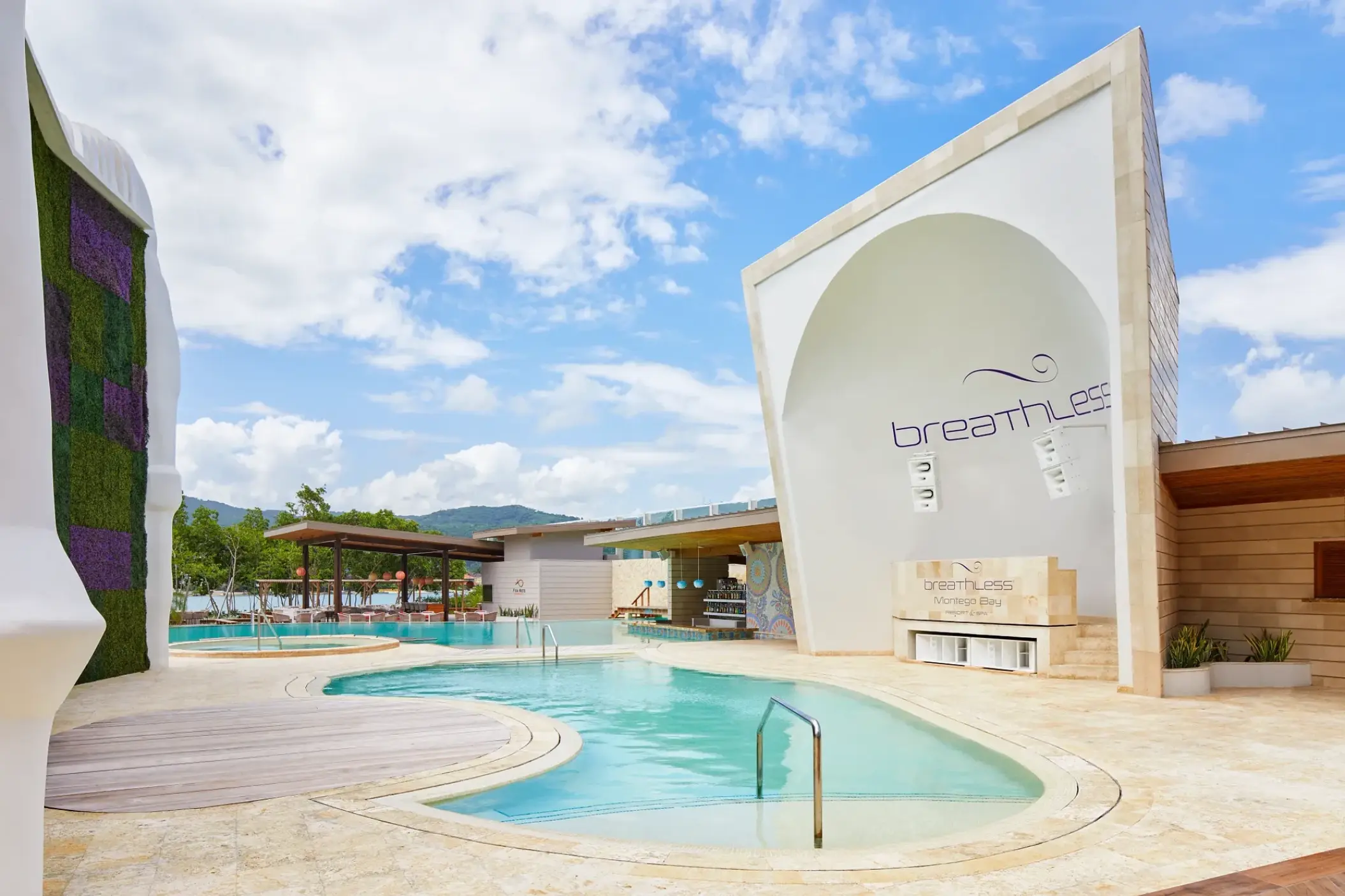 Free-style swimming pool and outdoor lounge area at Breathless Montego Bay