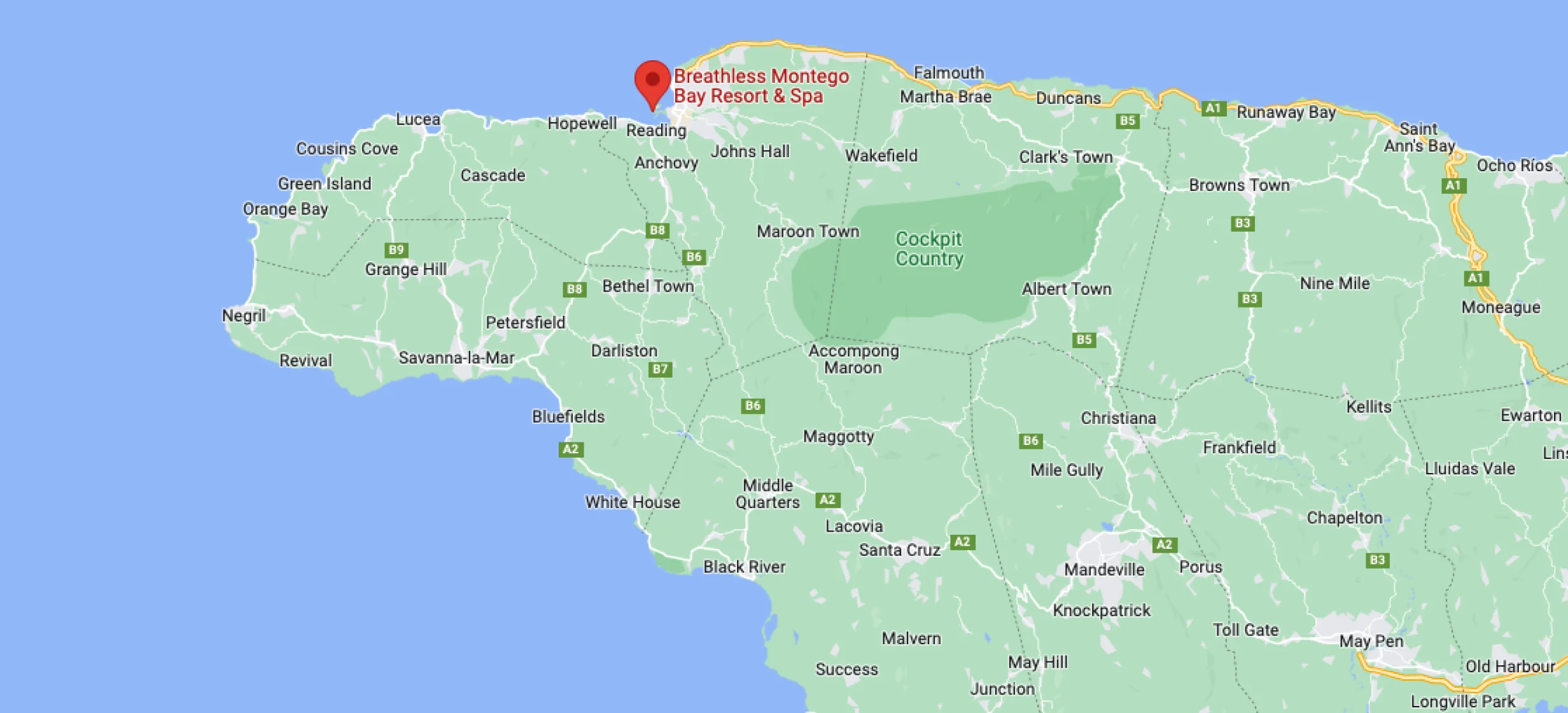 Google maps of Breathless Montego Bay