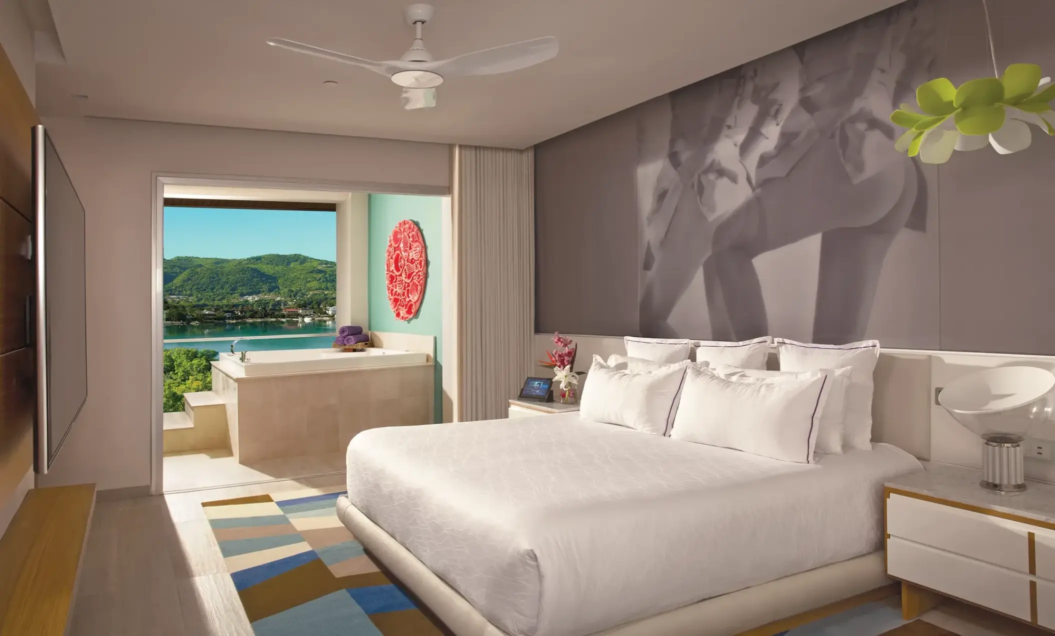 Breathless Montego Bay master bedroom suite with a hot tub on the balcony, Montego Bay