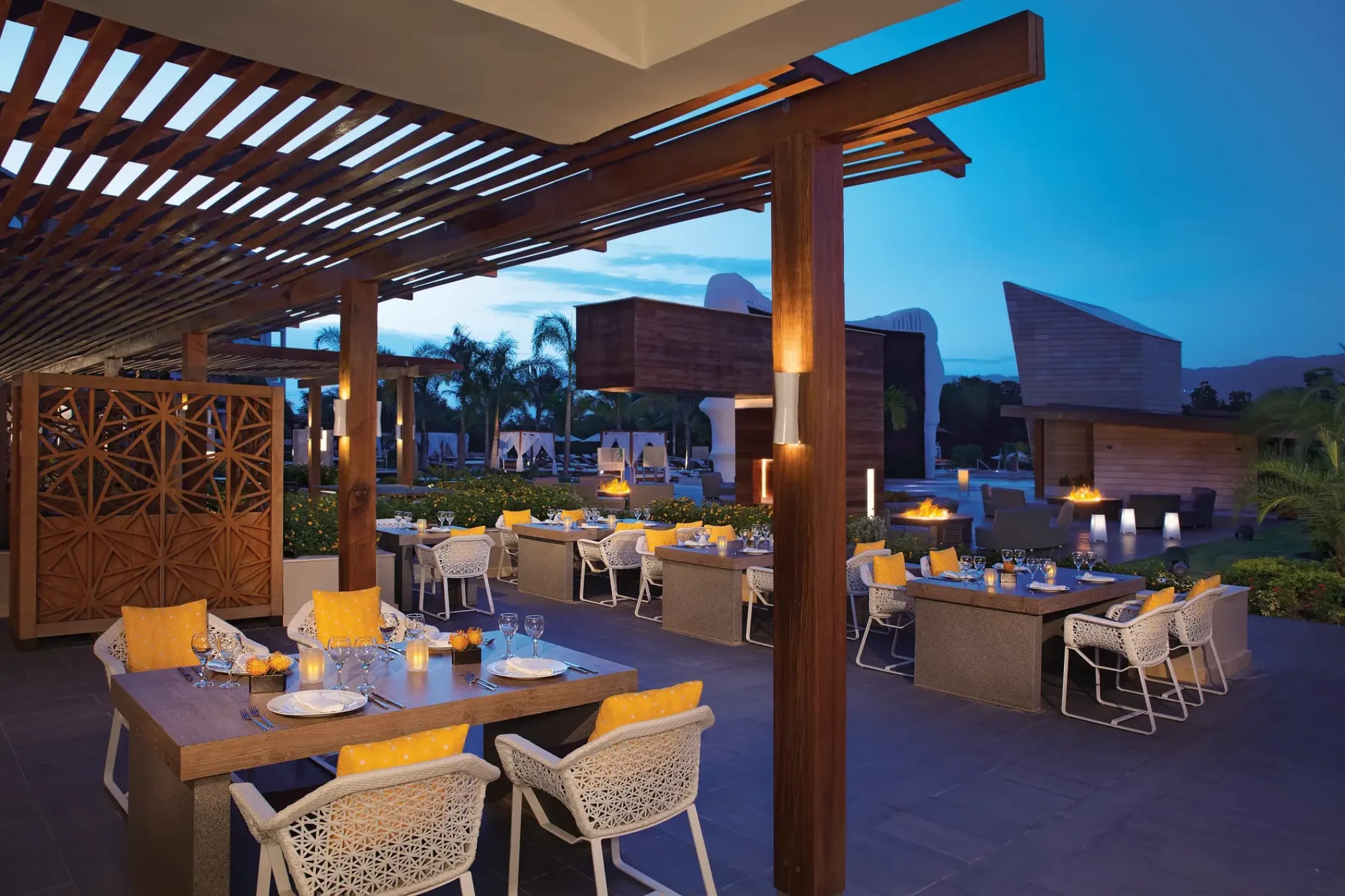 Outdoor dining terrace at Breathless Montego Bay, Jamaica