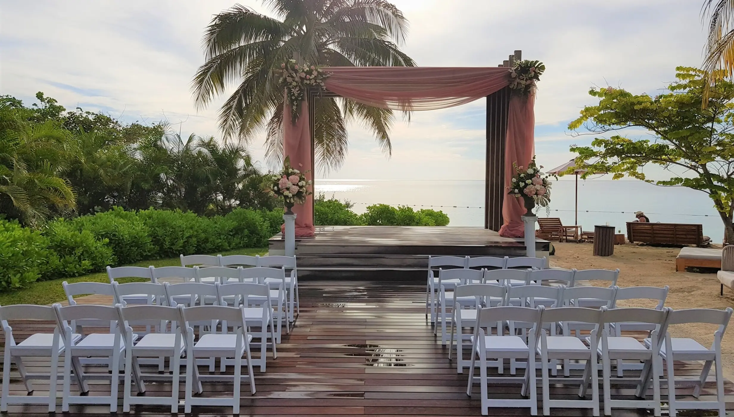 Ceremony decor in the wedding gazebo at Breathless Montego Bay