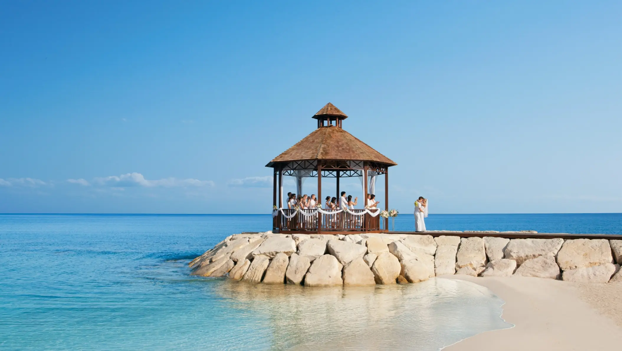 Oceanfront gazebo wedding ceremony at Breathless Montego Bay, Montego Bay