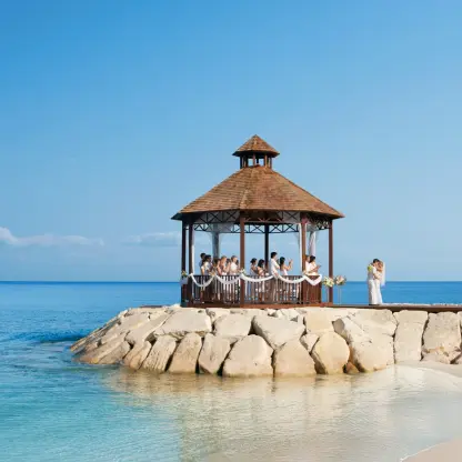 Oceanfront gazebo wedding ceremony at Breathless Montego Bay, Montego Bay