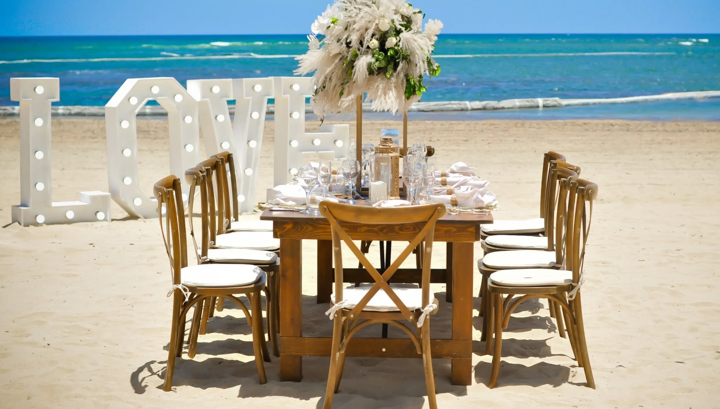 Dinner reception on the beach at Breathless Punta Cana