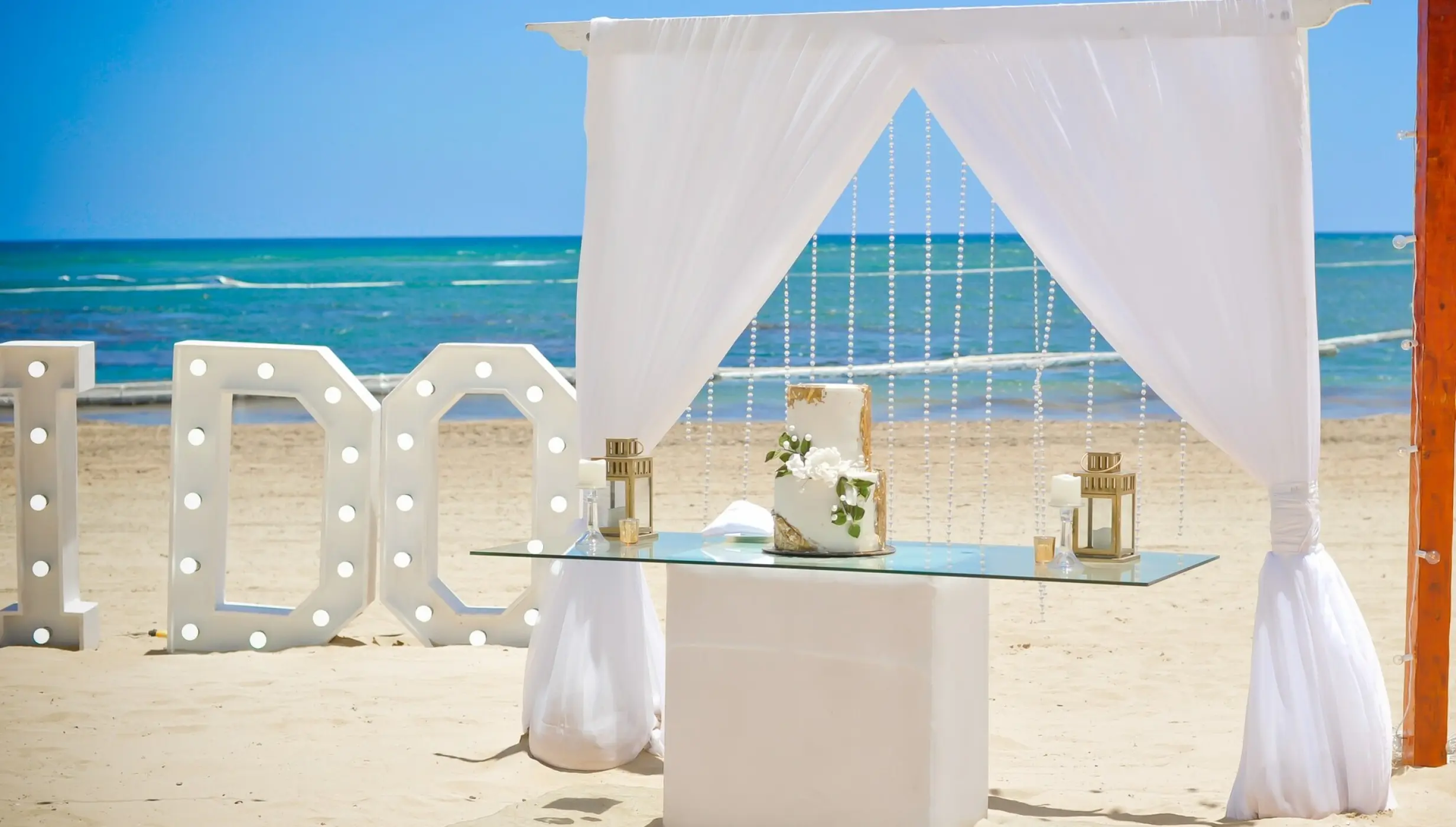 Ceremony decor on the beach at Breathless Punta Cana