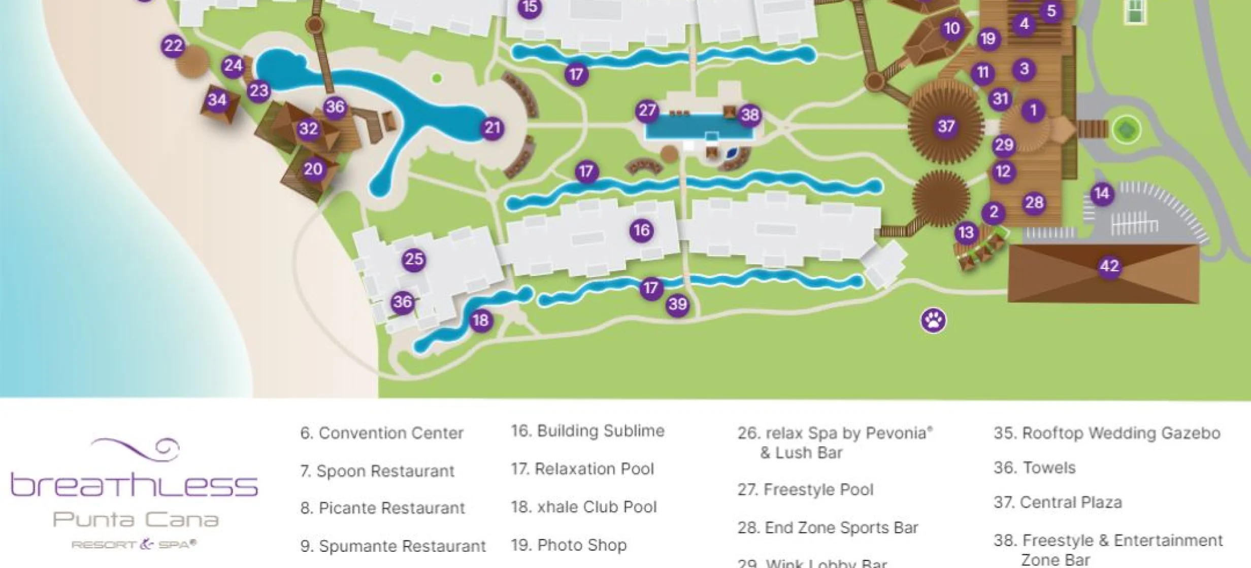 Resort map of Breathless Punta Cana Resort and Spa