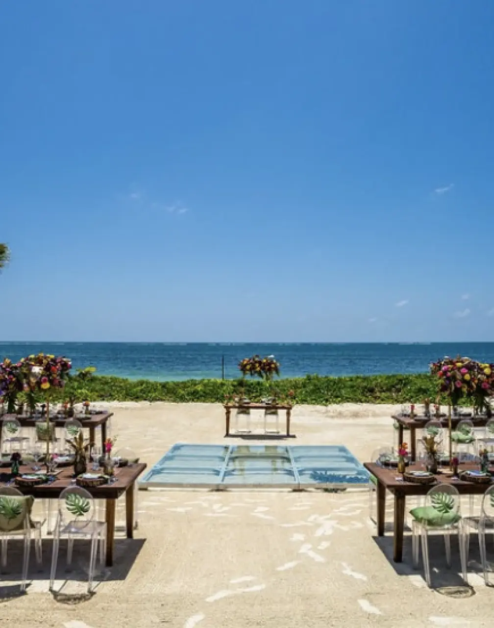Dinner reception in the beach at breathless and secrets riviera cancun