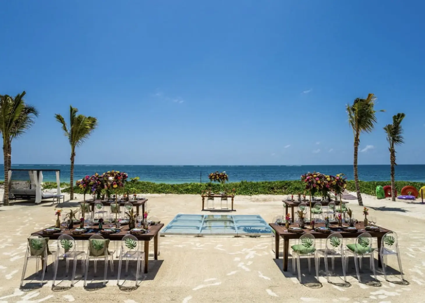 Dinner reception in the beach at breathless and secrets riviera cancun