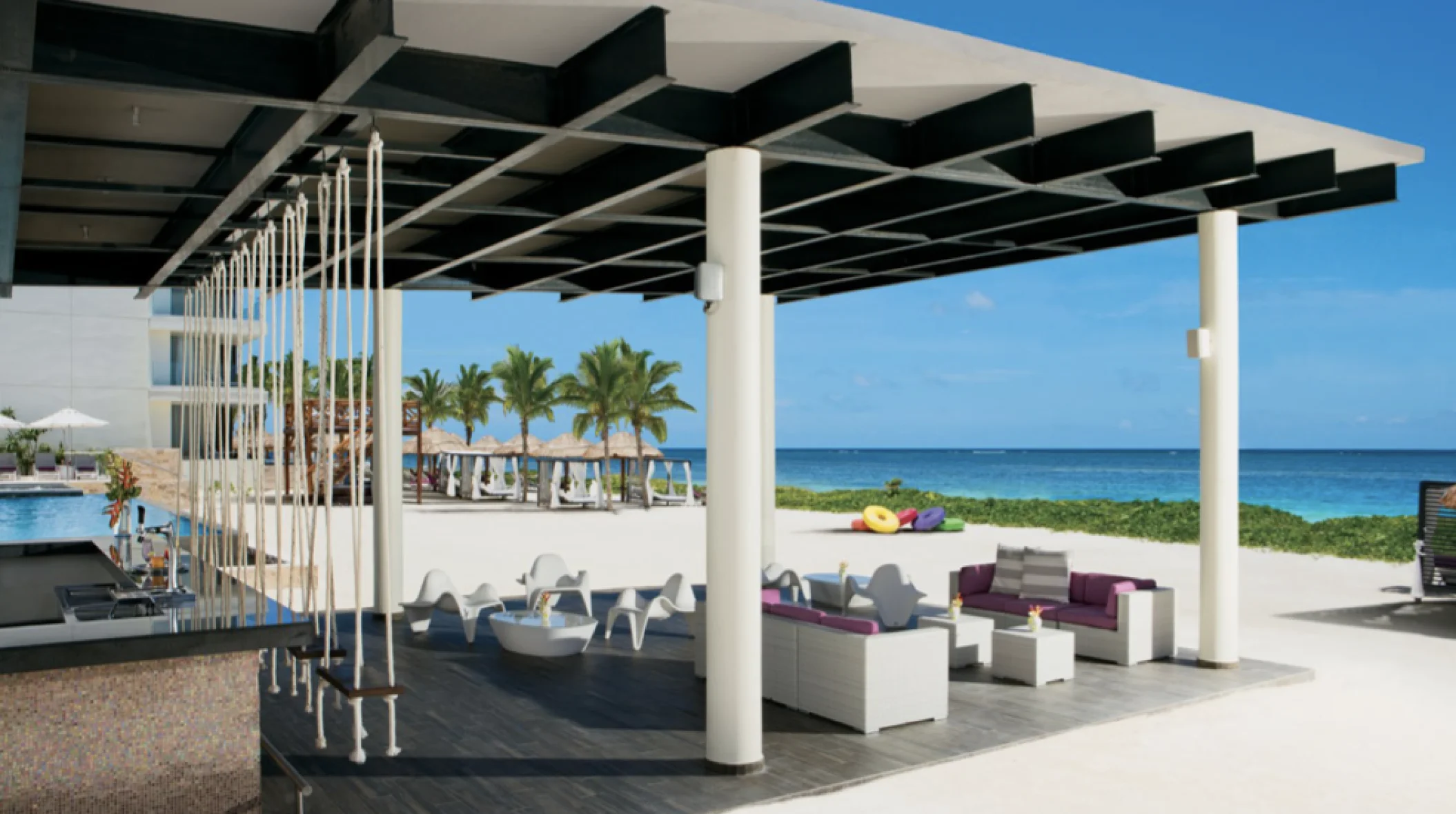 Cocktail setup in the foam bar at breathless riviera cancun
