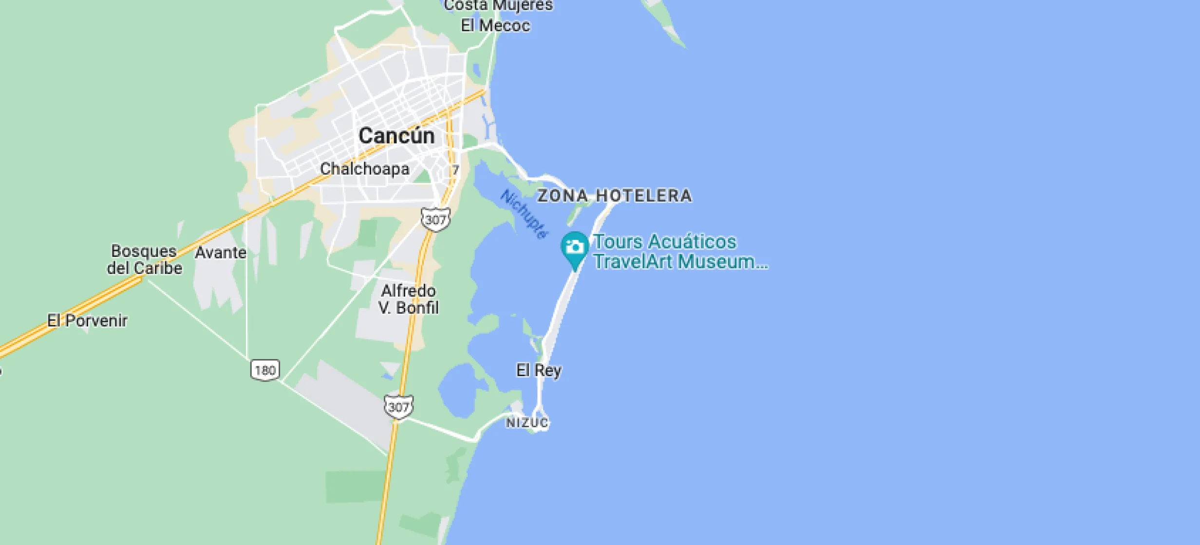 Google maps of Breathless Riviera Cancun