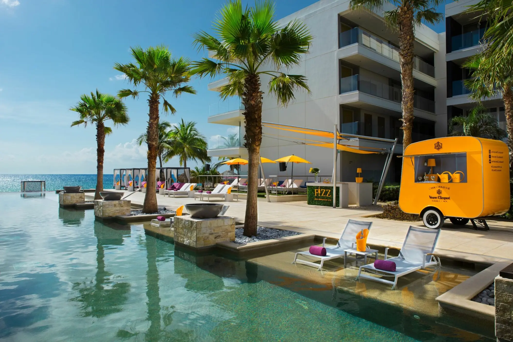 Fizz champagne bar and infinity pool deck at Breathless Riviera Cancun, Riviera Maya