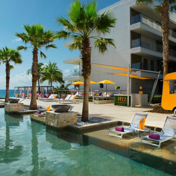 Fizz champagne bar and infinity pool deck at Breathless Riviera Cancun, Riviera Maya