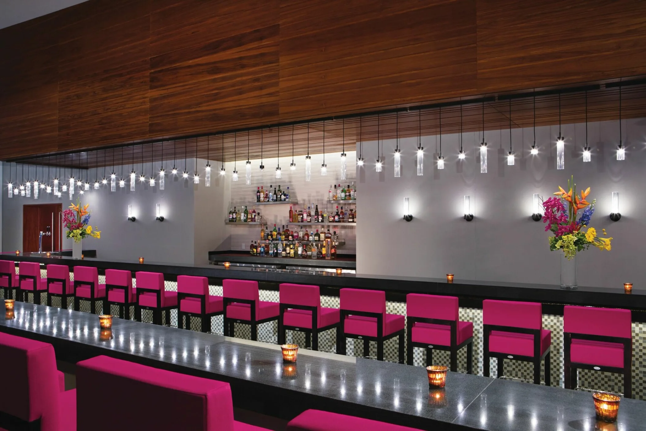 Breathless Riviera Cancun Showstopper Bar with pink seats