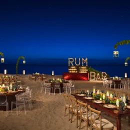 Breathless Riviera Cancun beach wedding reception area Rum Bar