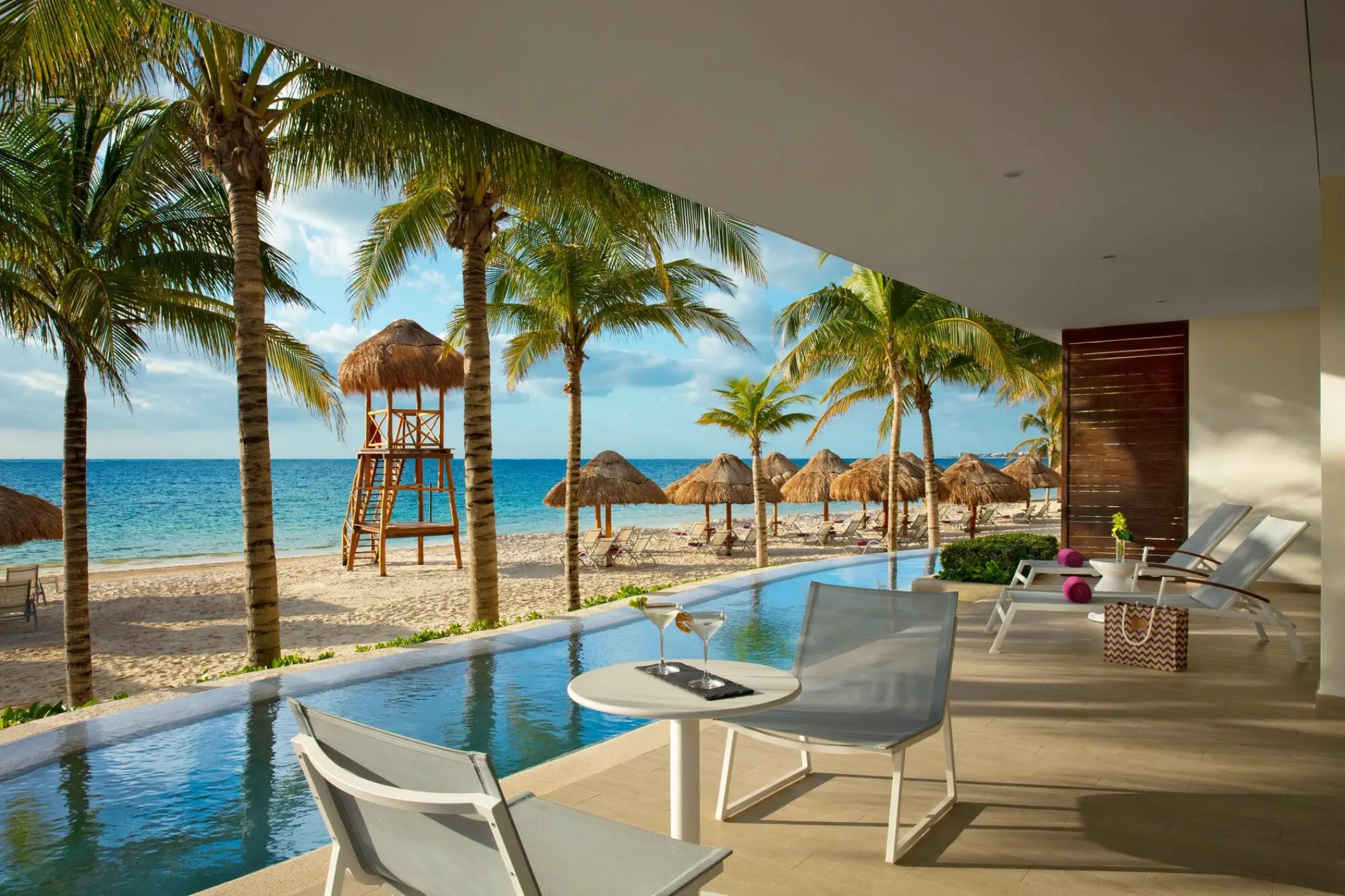 Swim-out suite terrace with ocean views at Breathless Riviera Cancun, Riviera Maya