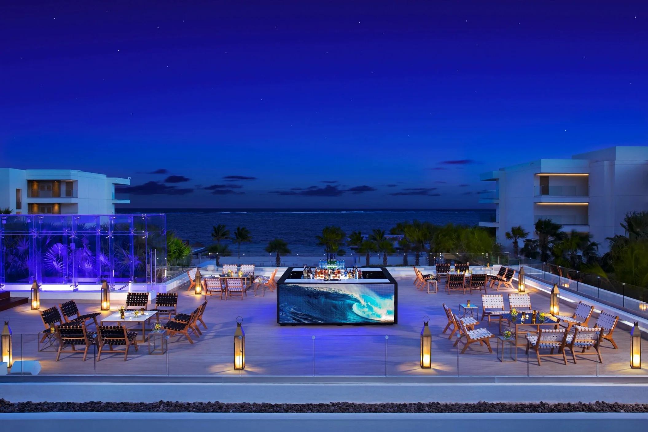 Breathless Riviera Cancun rooftop wedding reception area