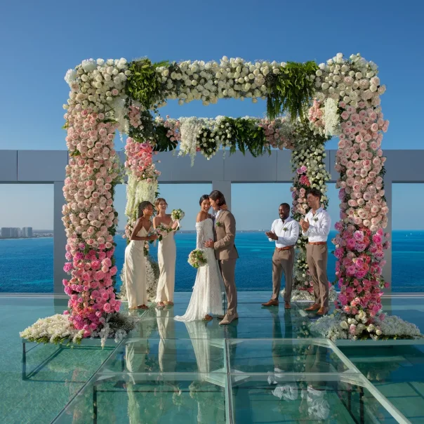 Ceremony on the rooftop terrace at Breathless Cancun Soul Resort & Spa