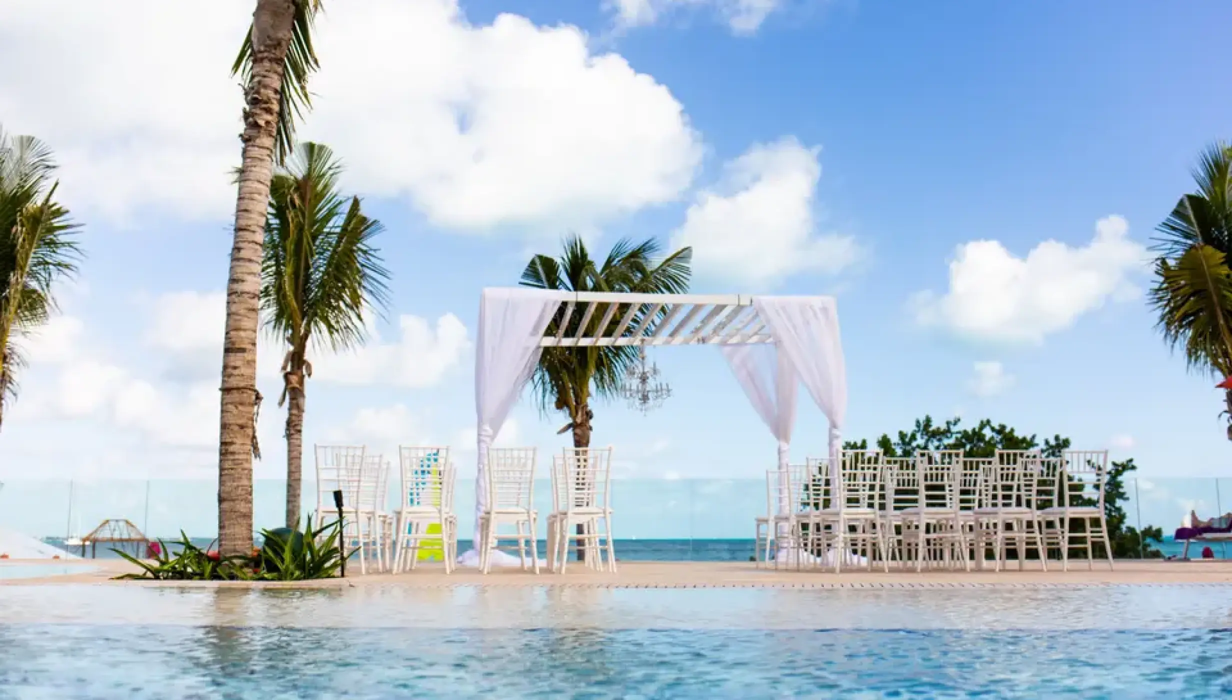 Ceremony on energy pool  at Breathless Cancun Soul Resort and Spa