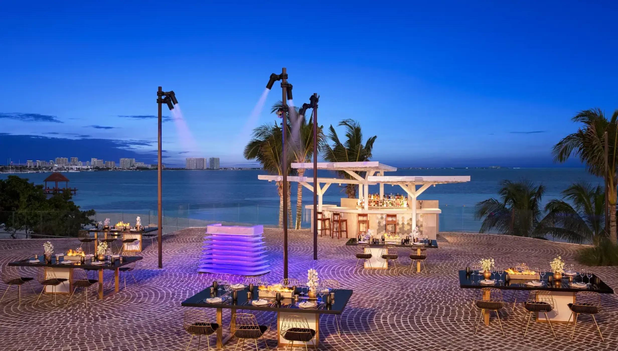 Dinner reception on Firepits Plaza at Breathless Cancun Soul Resort & Spa
