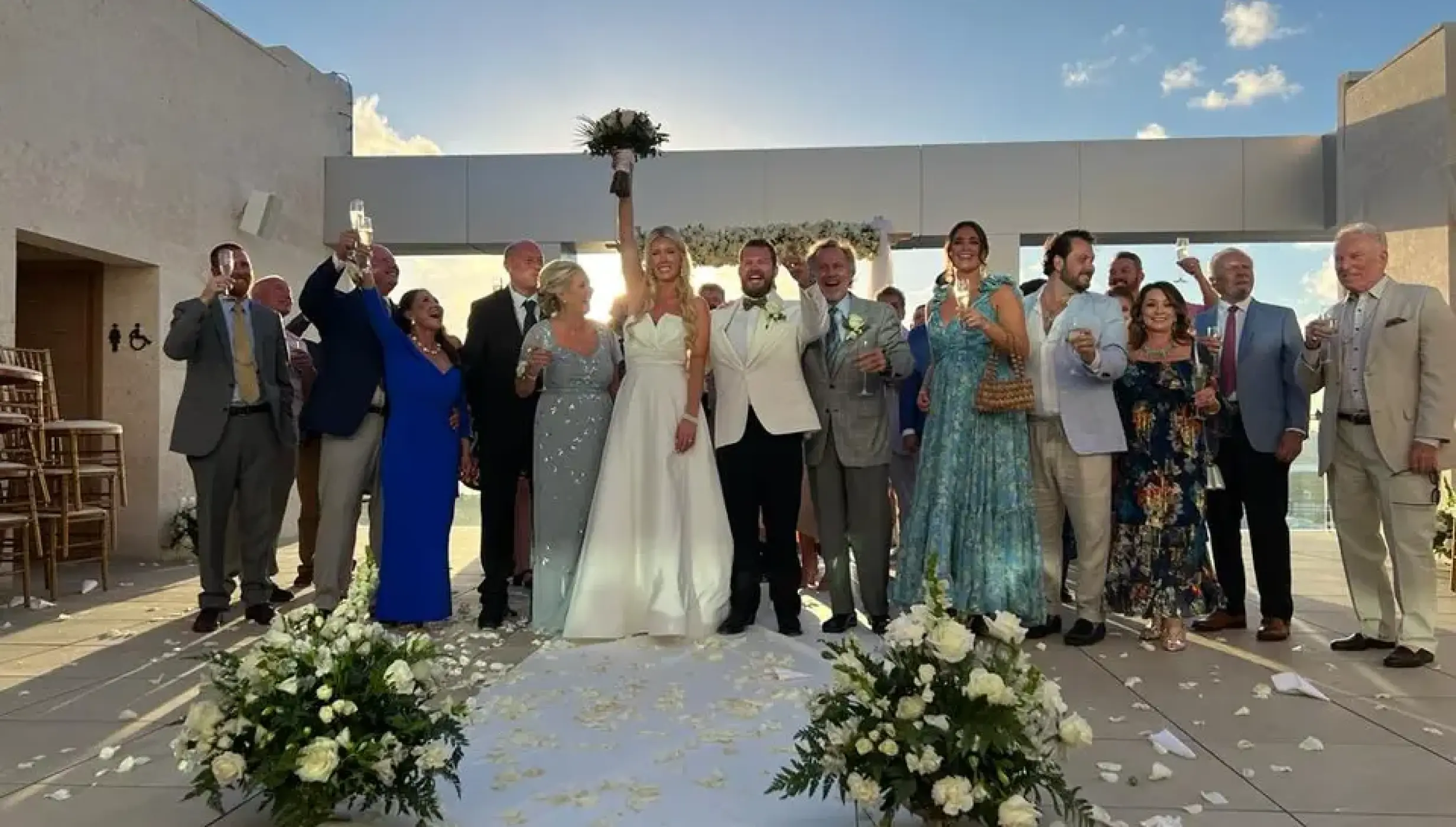Ceremony in sunset terrace on xhale rooftop at Breathless Cancun Soul Resort and Spa