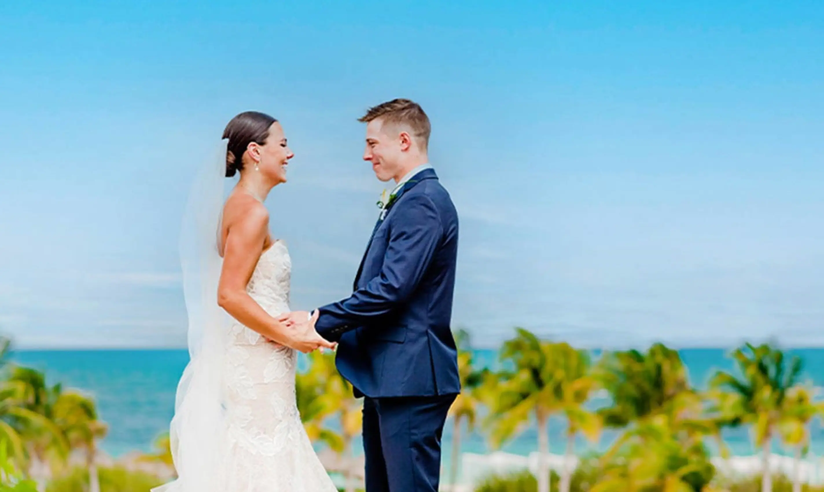 bride and groom at majestic mirage costa mujeres