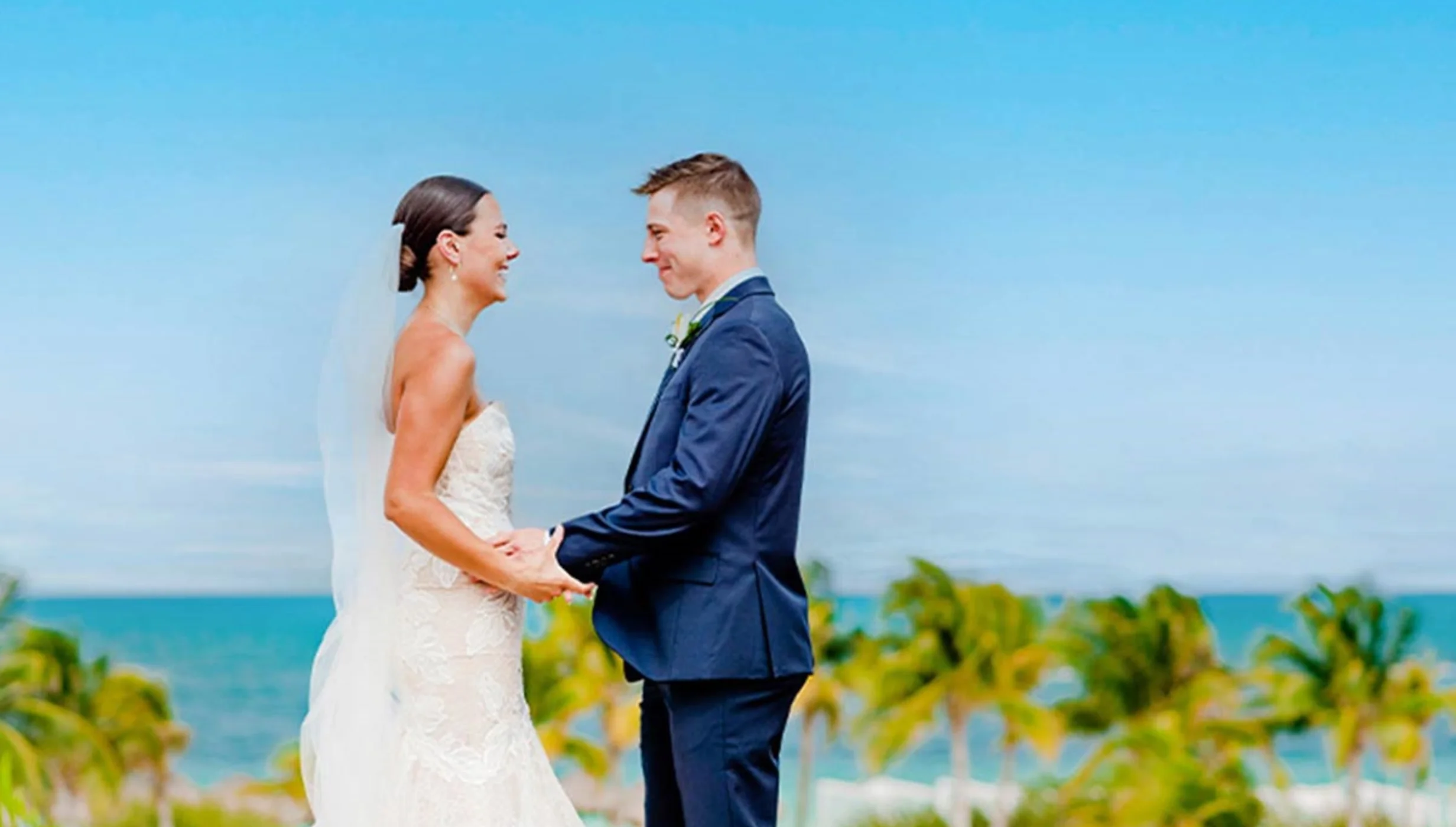 bride and groom at majestic mirage costa mujeres
