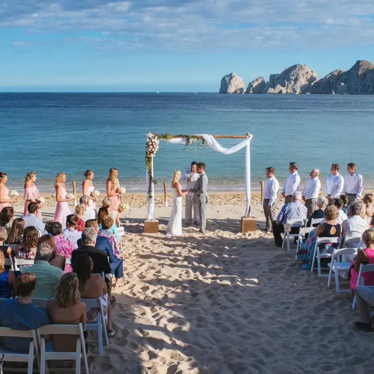 Beachfront wedding ceremony at Casa Dorada, Cabo San Lucas