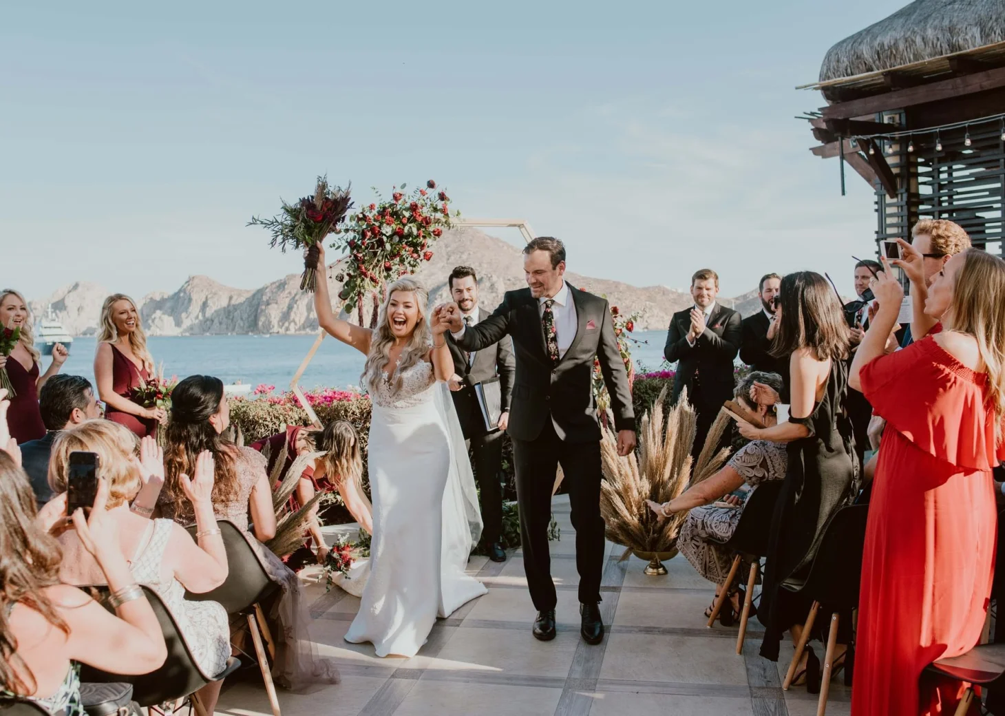 Wedding couple on the terrace at Casa dorada los cabos