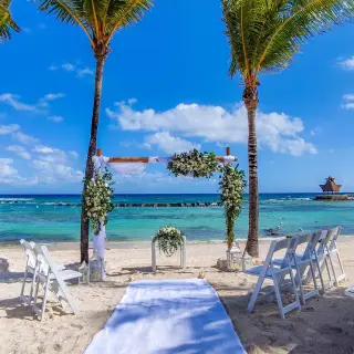 Beachfront wedding ceremony setup at Catalonia Grand Costa Mujeres, Cancun