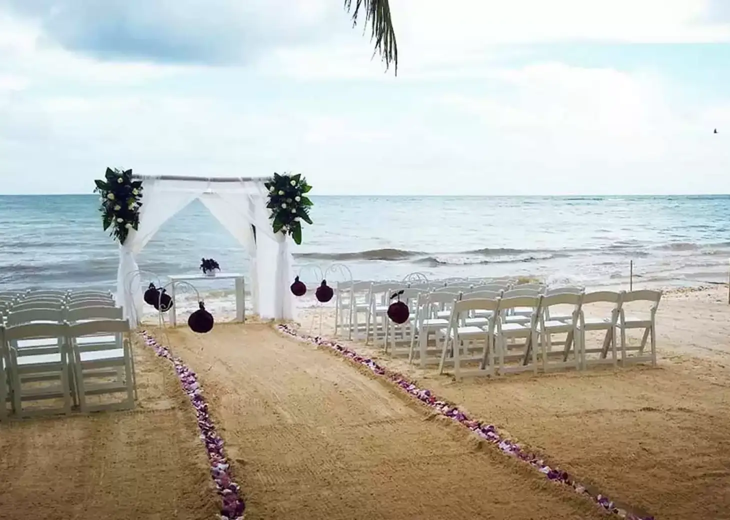 Ceremony decor in the beach at Catalonia Royal Tulum