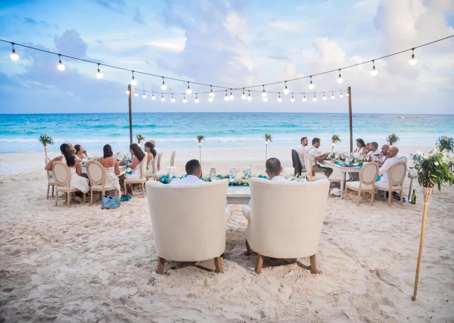 Ceremony decor on the beach at Catalonia royal tulum