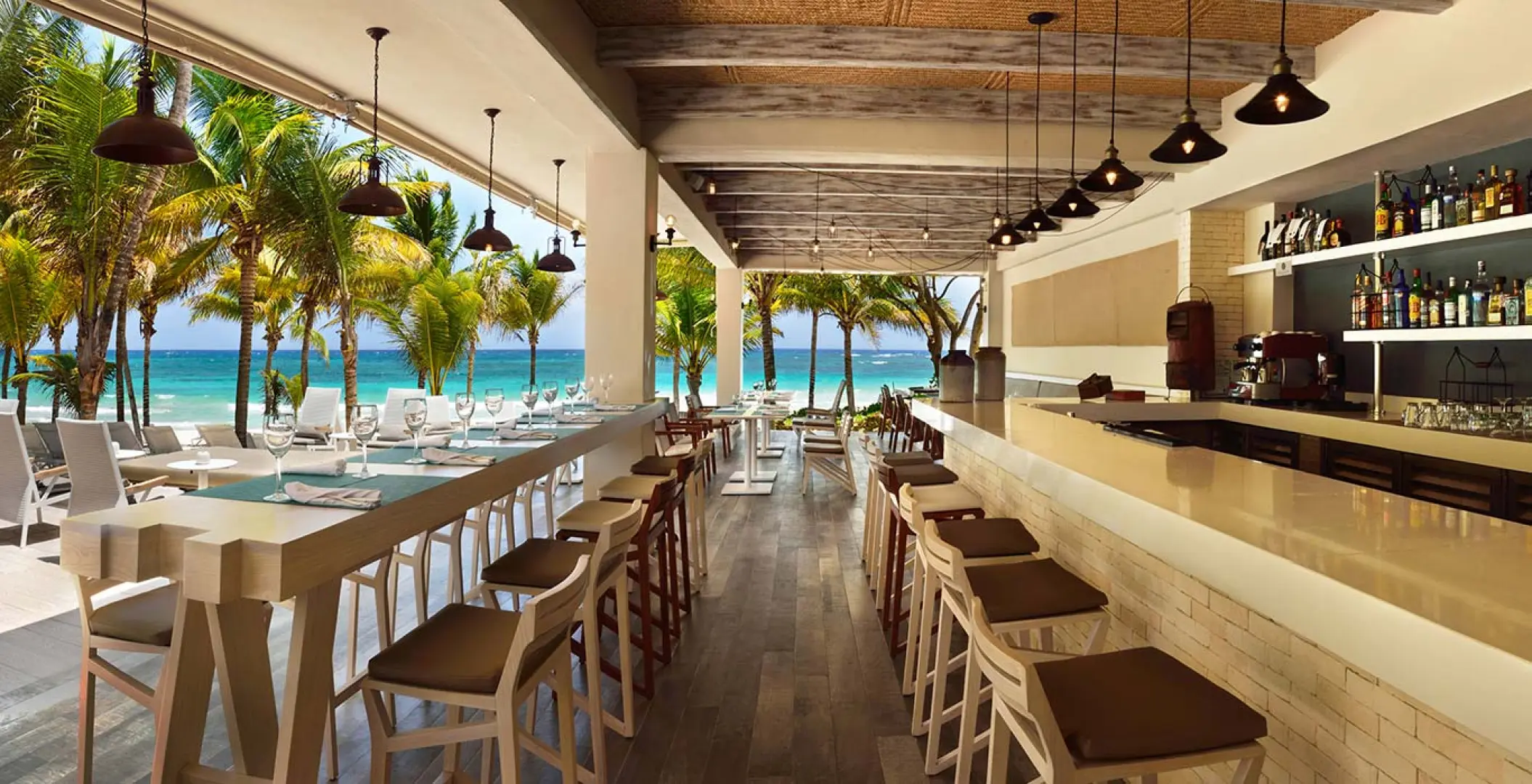 Bloved restaurant and bar overlooking the Caribbean Sea at Catalonia Royal Tulum