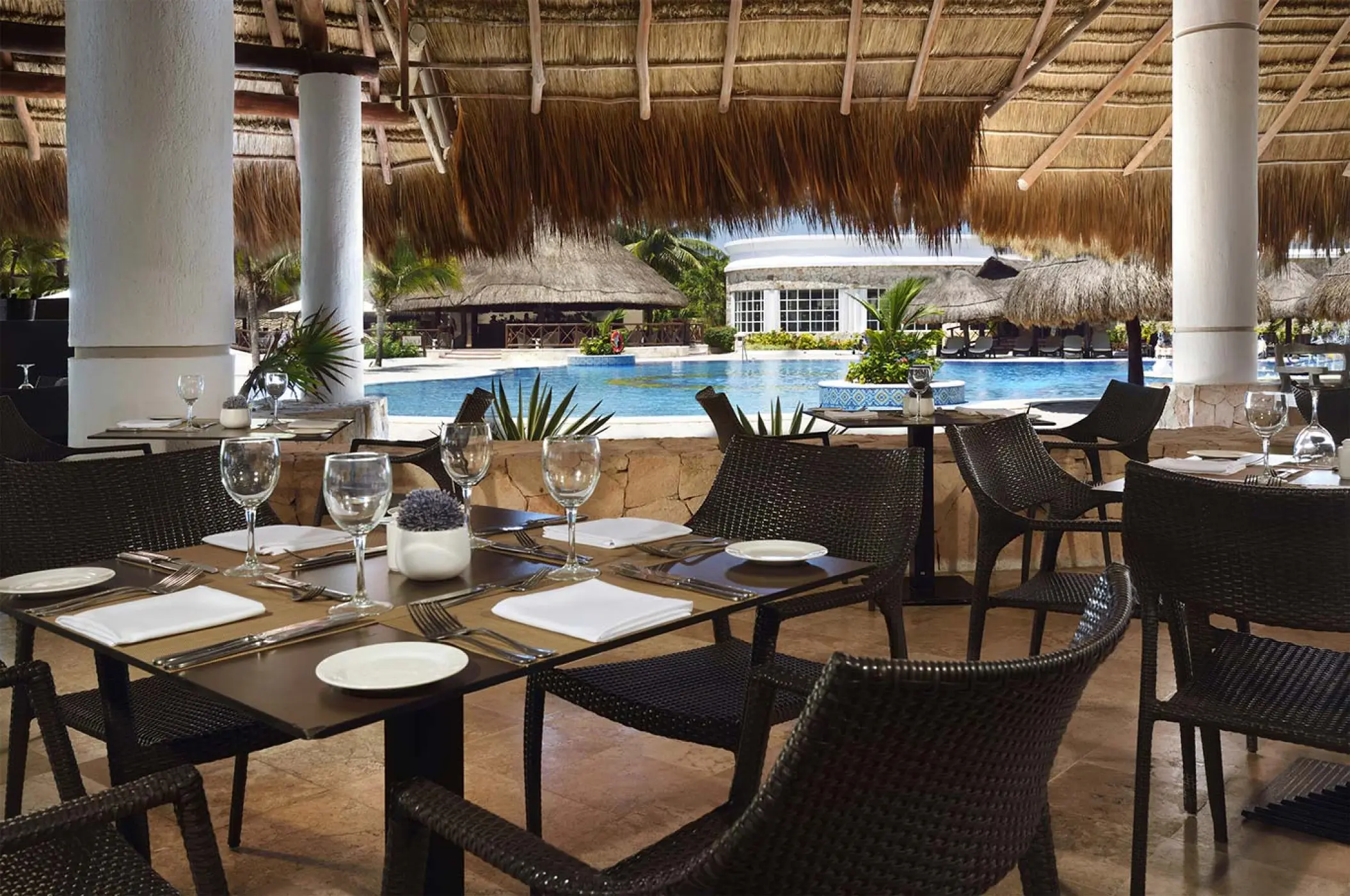 La Palapa restaurant at Catalonia Royal Tulum overlooking the pool, Tulum