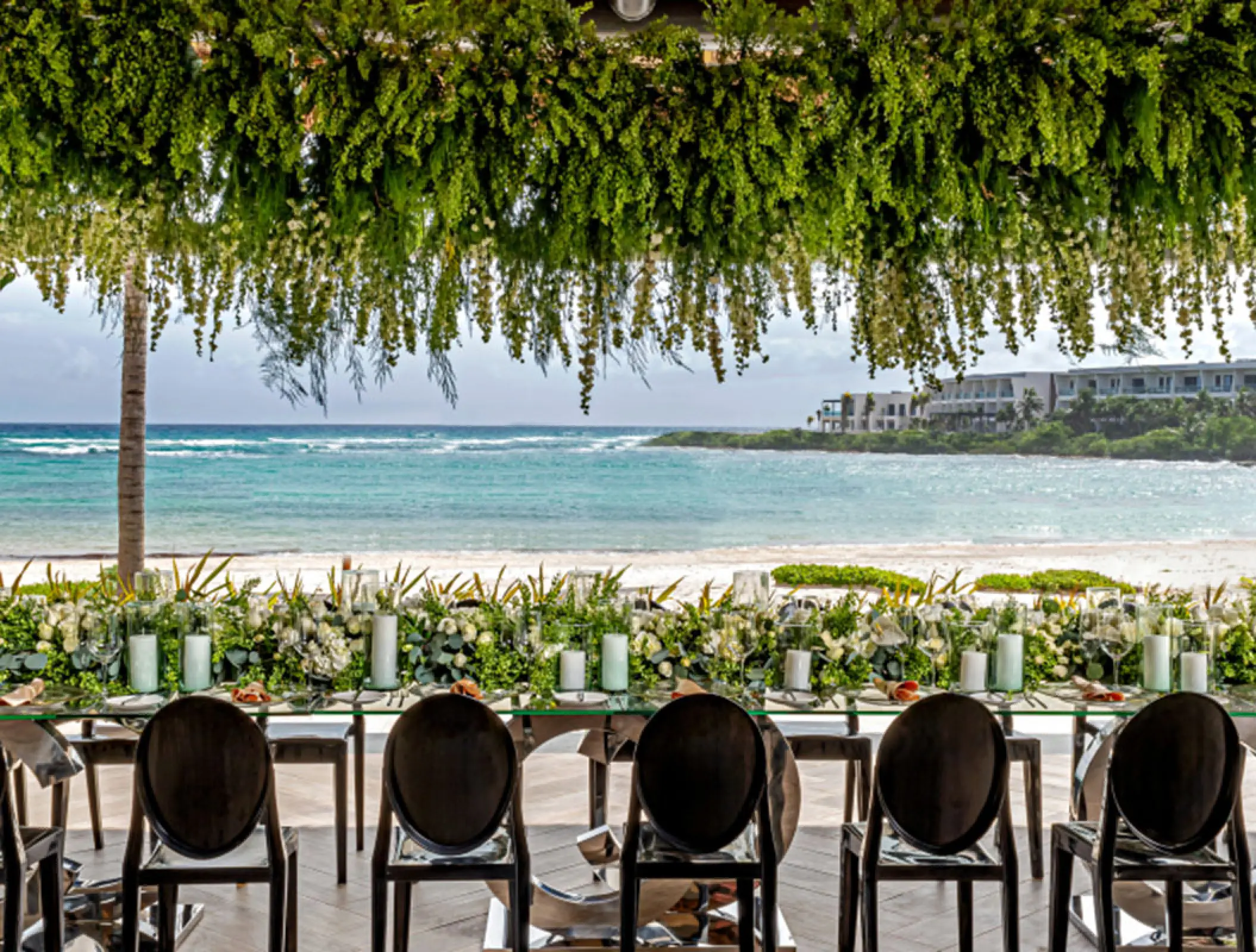 Conrad Tulum Crudo Terrace wedding reception setup