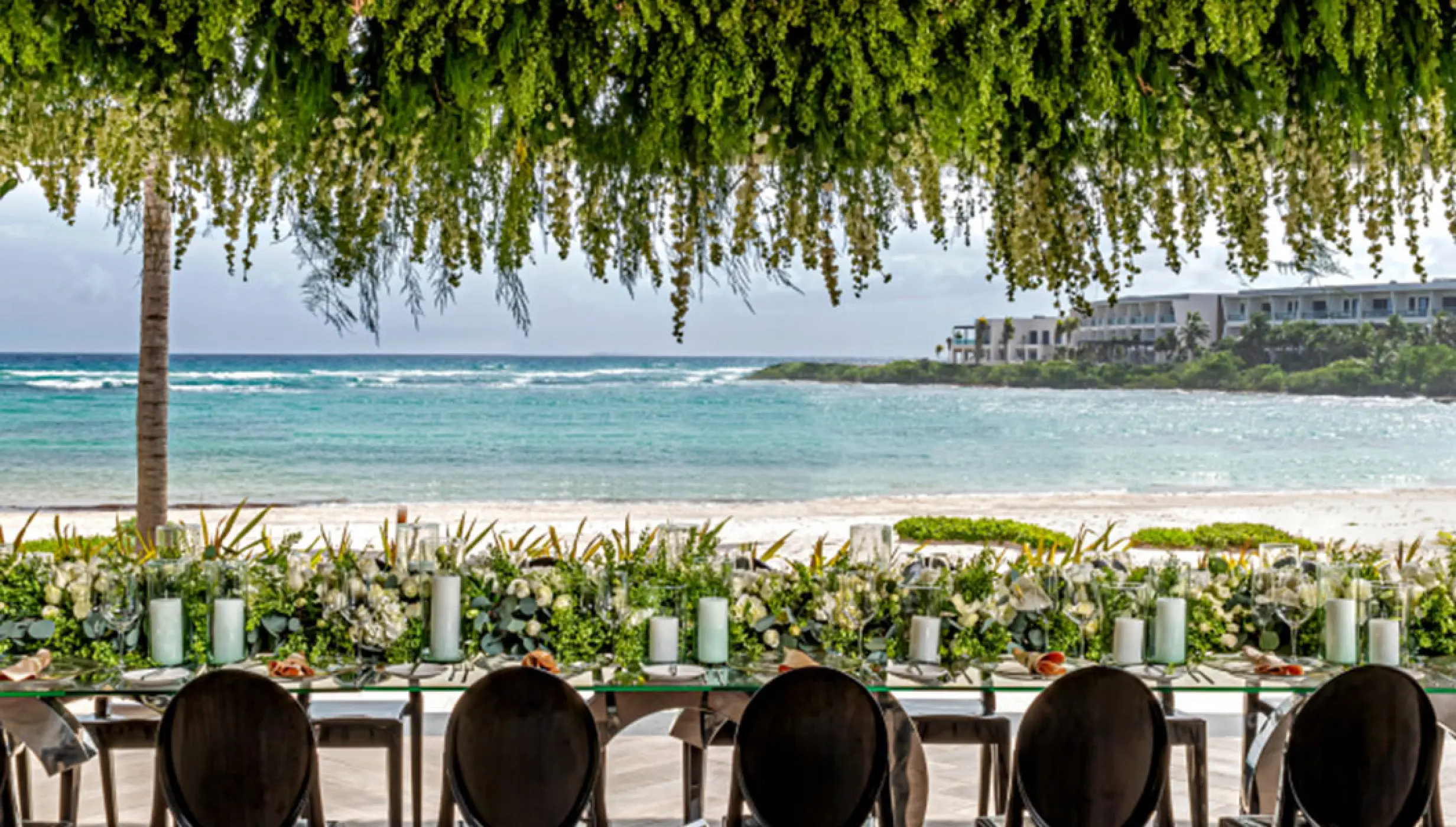 Conrad Tulum Crudo Terrace Venue dinner setup.