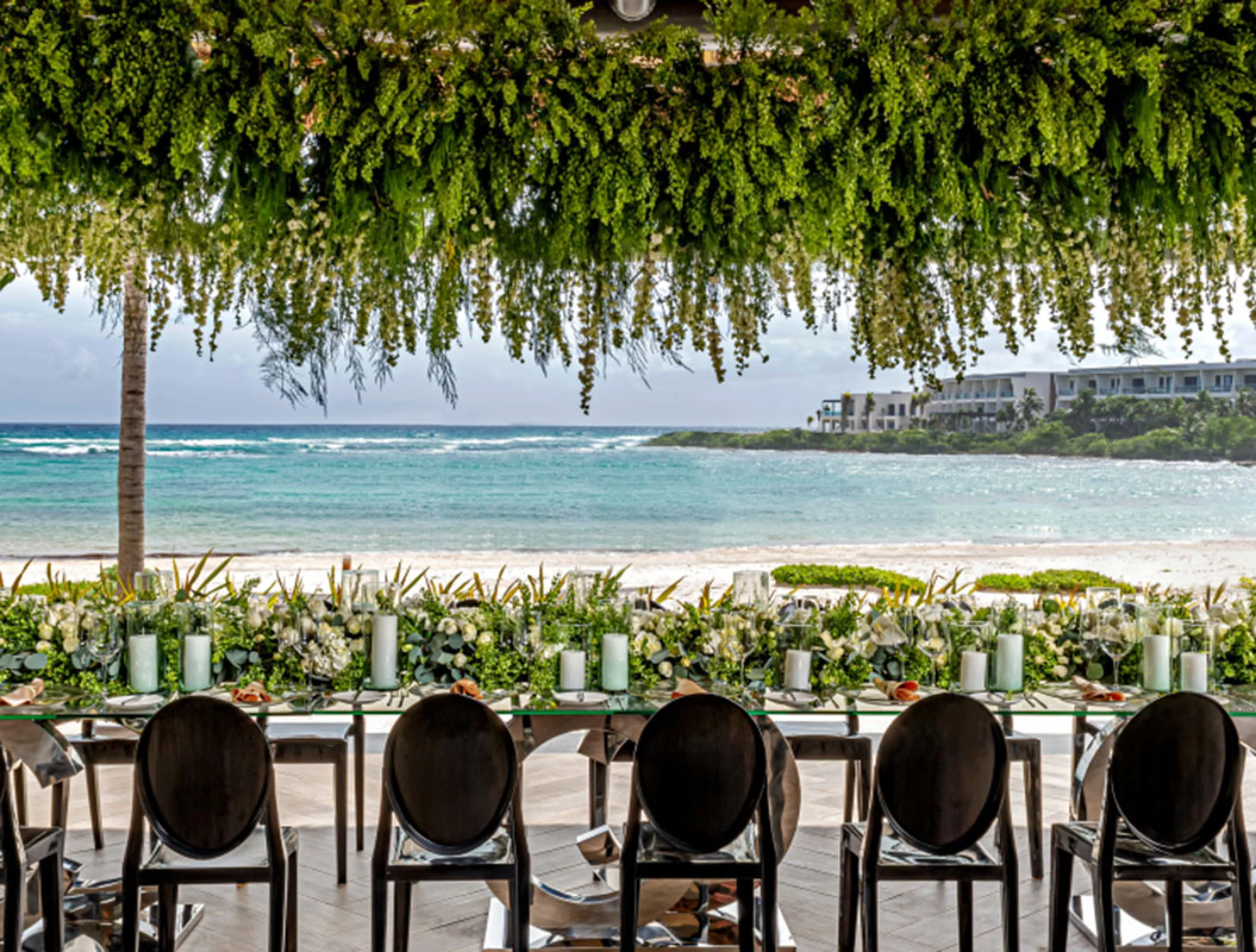 Conrad Tulum Crudo Terrace Venue dinner setup.