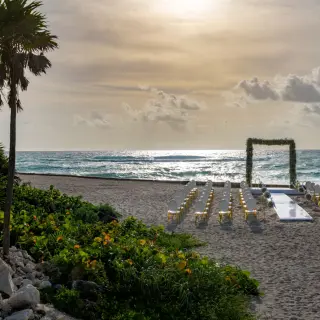 Conrad Tulum Beach Venue Ceremony setup.