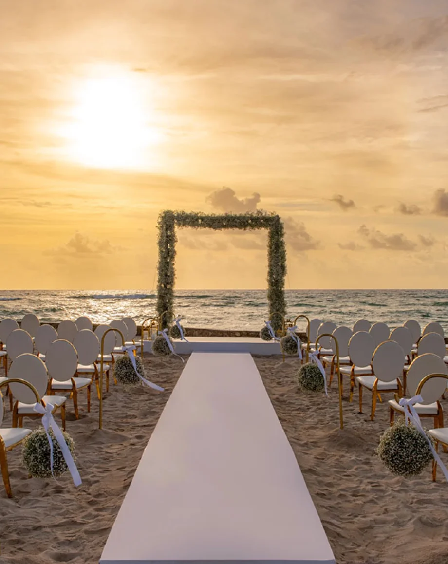 Conrad Tulum Beach Wedding Venue setup.