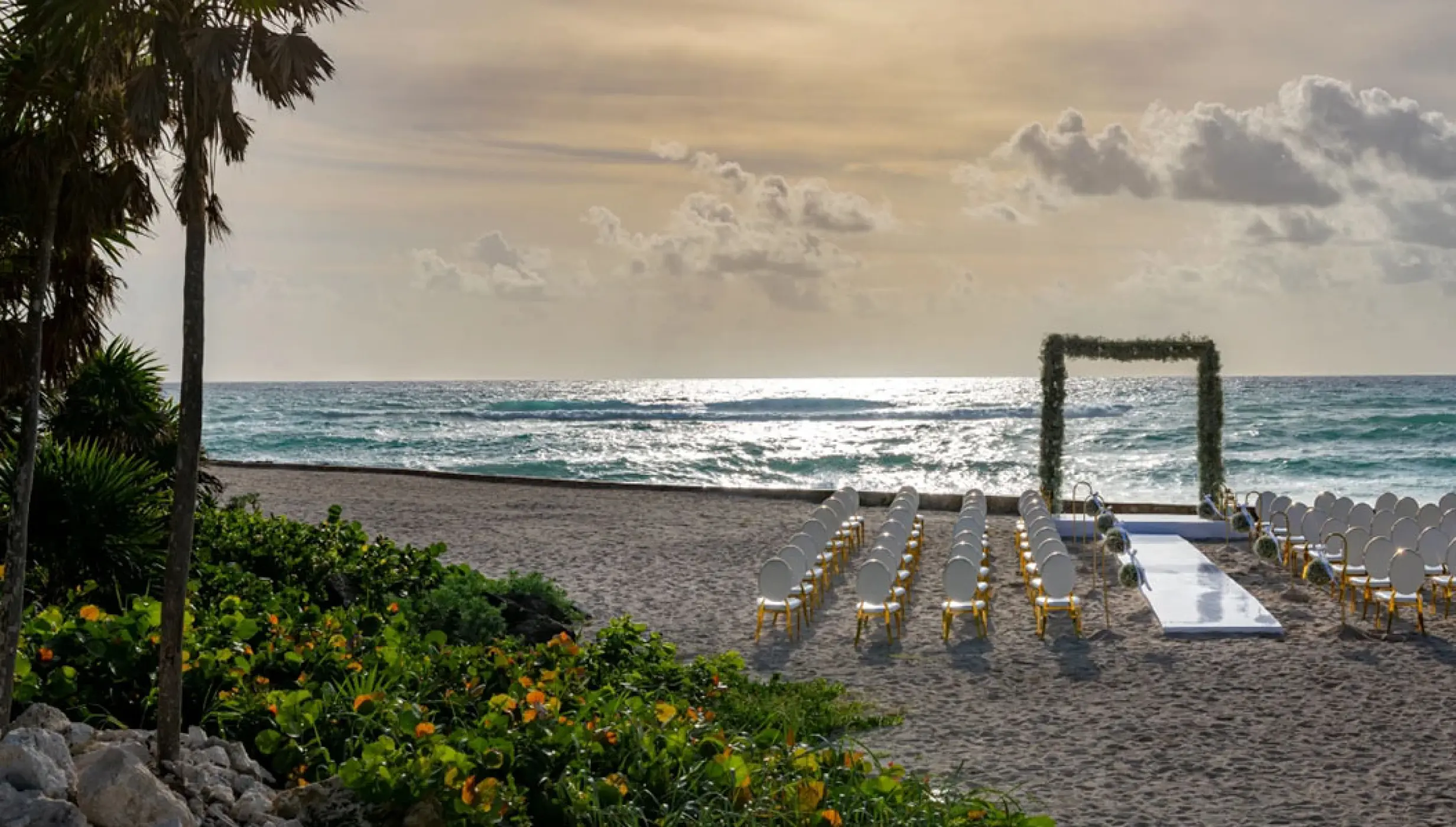 Beach ceremony setup at Conrad Tulum.