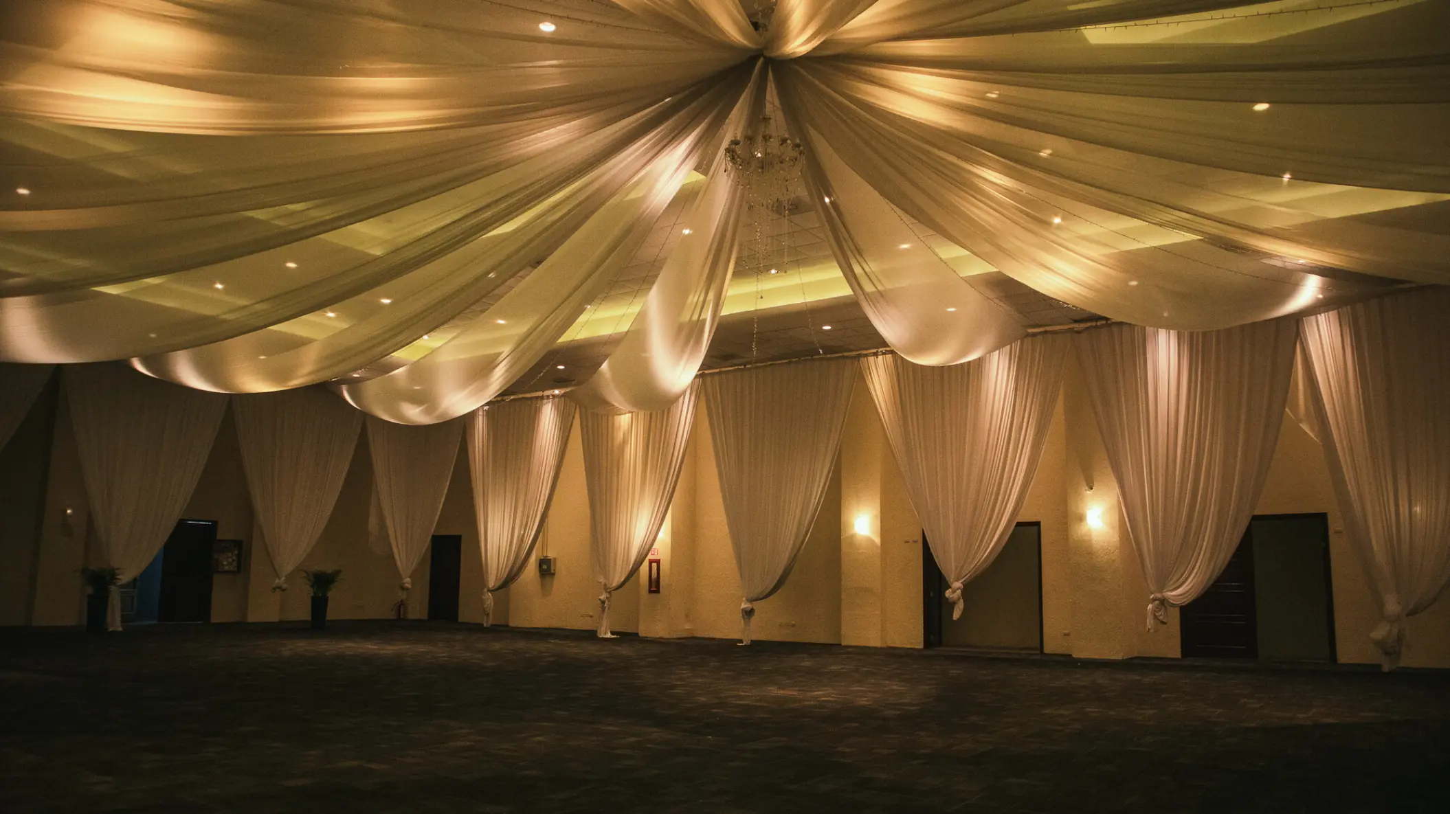 Draped wedding ballroom at El Dorado Royale, Riviera Maya