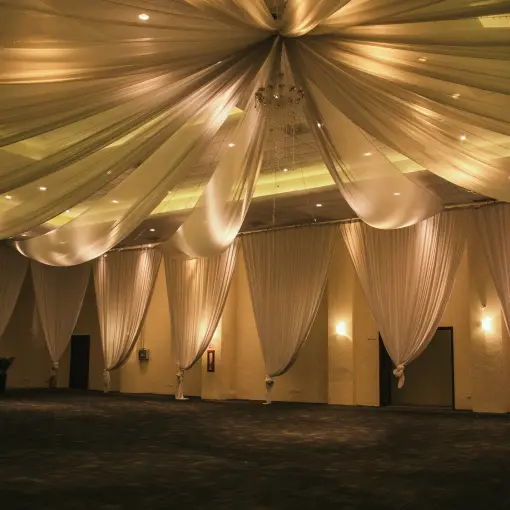 Draped wedding ballroom at El Dorado Royale, Riviera Maya